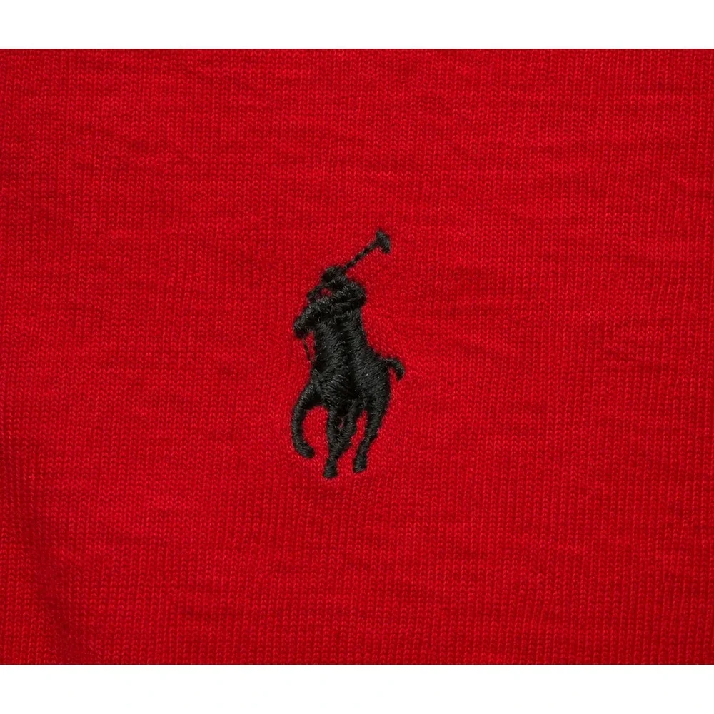 Polo Ralph Lauren Men's 2XLT Big & Tall Red Quarter Zip Pullover Black Pony